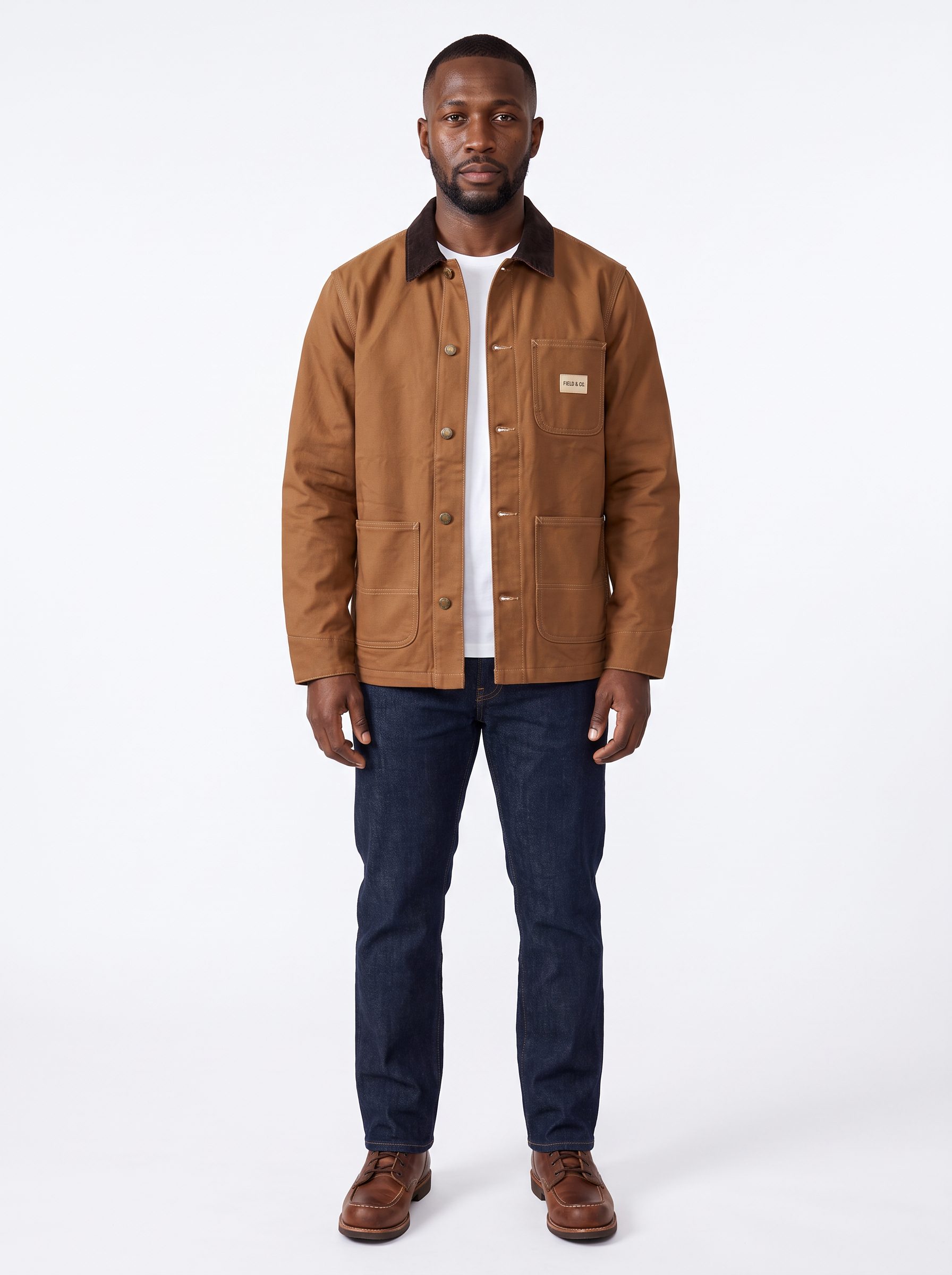Marcus wearing the chore jacket