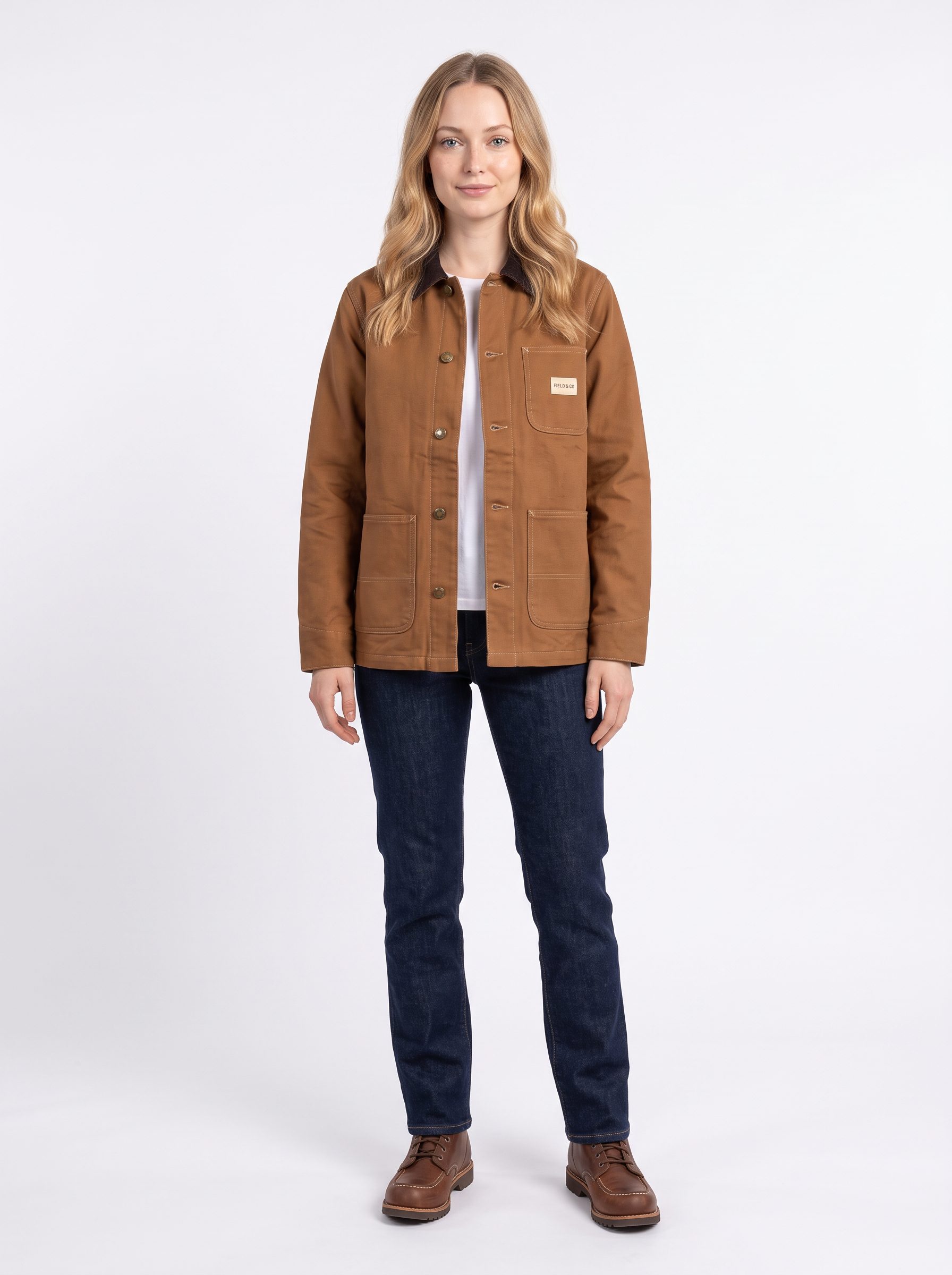 Nora wearing the chore jacket